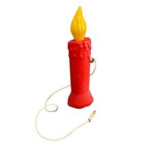 Vintage Blow Mold 14" Red Electric Candle Lamp with Yellow Flame